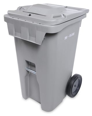 65 Gallon Secure Rolling Container with Wheels Gray